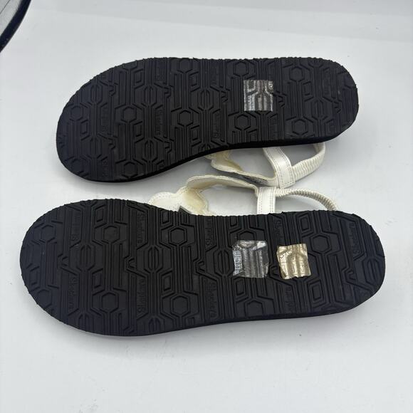 Skechers Cali Sandals Womens Size 11 Meditation Sparkly Fleur‎ White Thong Flip - Picture 8 of 9